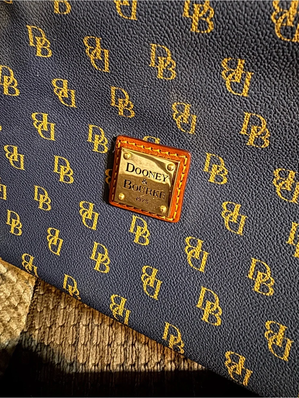 Dooney & Bourke Navy Blue Phone Case with Gold DB Logo Print